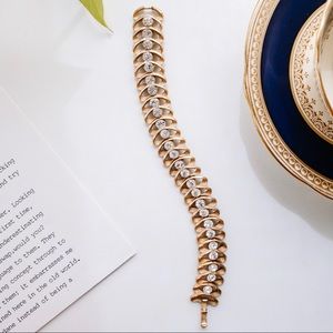 Vintage Gold Rhinestone Sculptural Tennis Bracelet